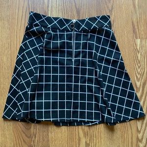 Joe B Plaid Zipper Skirt Black White Flared Mini